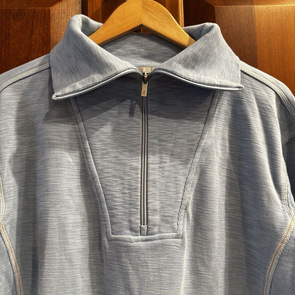 Tommy Bahama Tobago Bay 1/4 Zip Pullover Women’s Blue Textured Knit Sweatshirt L - Picture 7 of 15